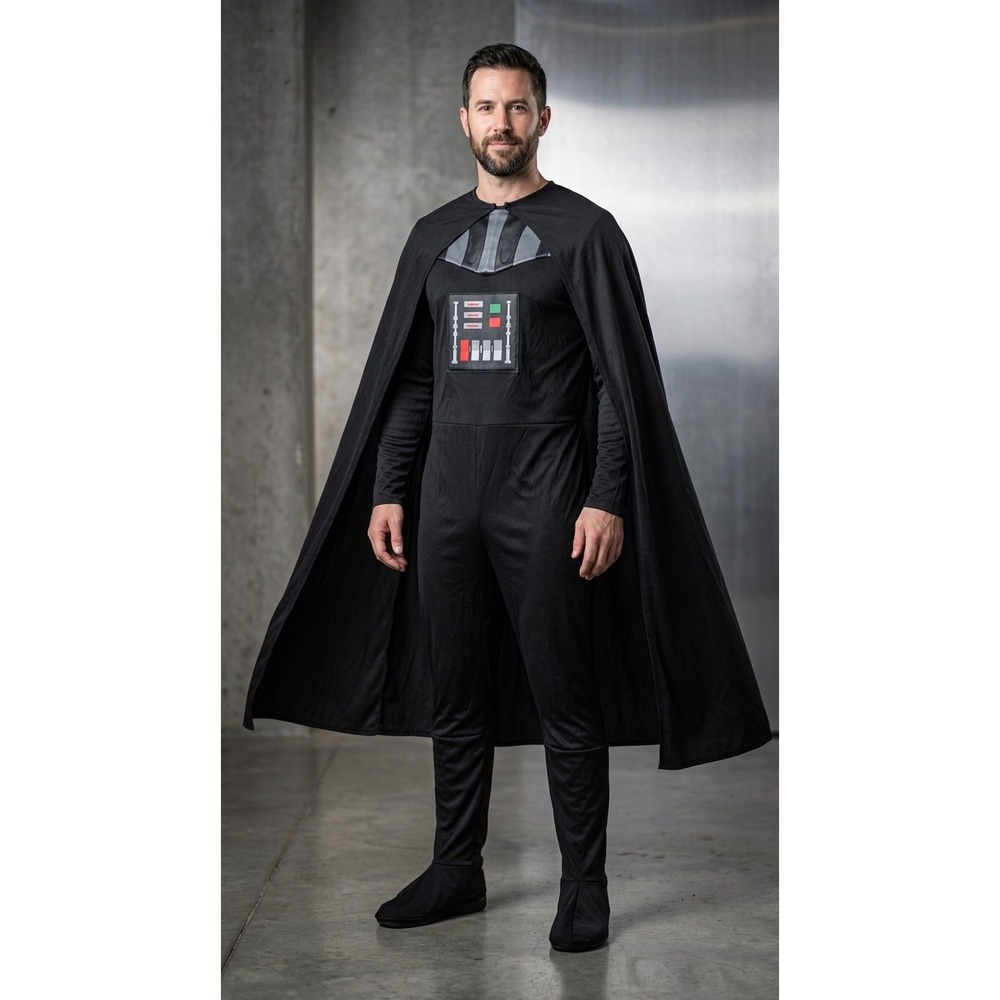 Star Wars Costume Adult One Size Black Darth Vader Disney Jumpsuit Cape Boot